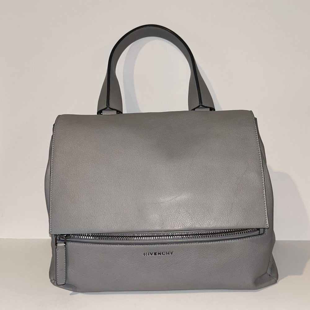 GIVENCHY Grey Pebbled Leather Pandora Bag